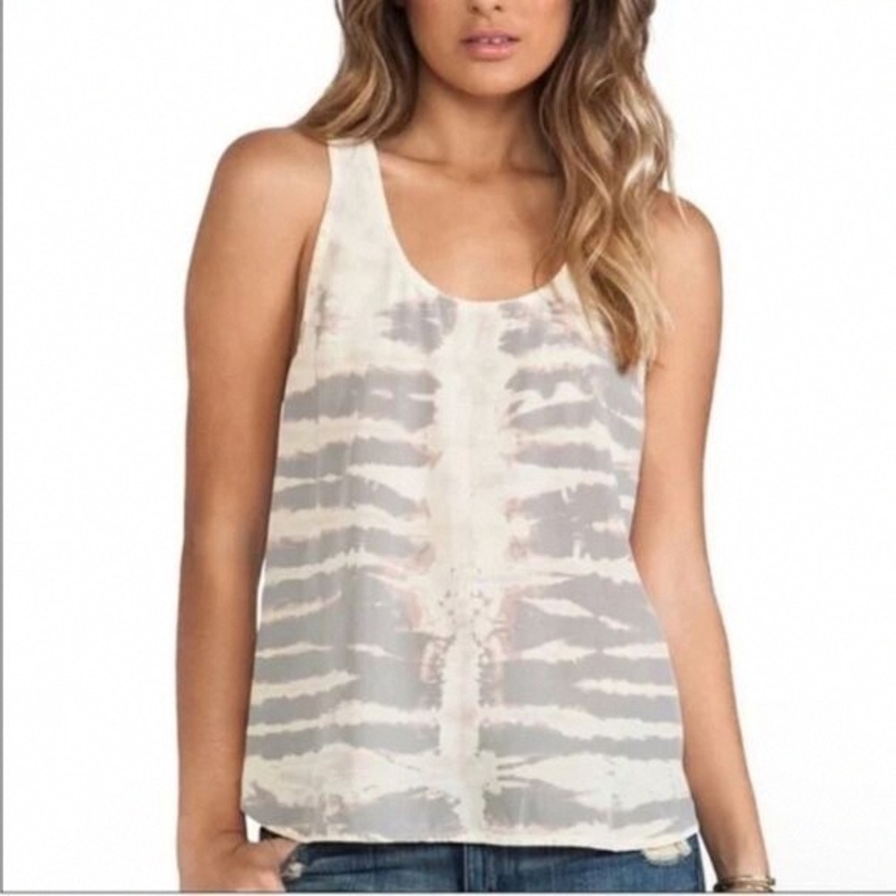 Gypsy 05 Cream and Gray Tie-Dye Tank Top